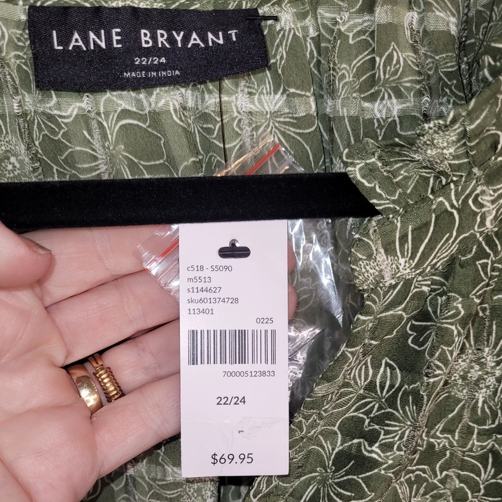 Lane Bryant Olive Floral Pop Over Blouse NWT Sz 22/24 - Picture 5 of 7
